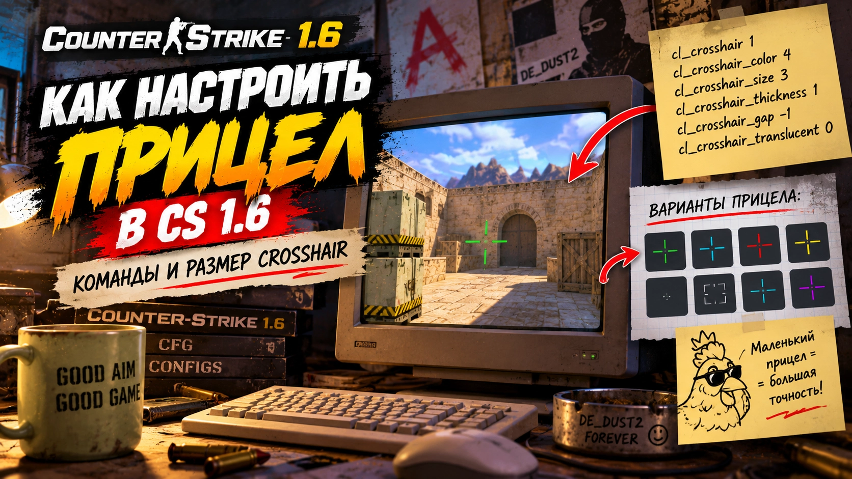 Как настроить прицел в CS 1.6 — команды и размер crosshair